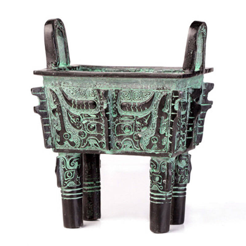 吉善缘 青铜鼎摆件仿古青铜器工艺品四方鼎0911 高12cm