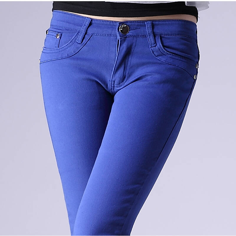 沃家2011新款百搭小脚裤 弹力修身牛仔裤 长裤 百搭牛仔小脚裤 彩蓝色