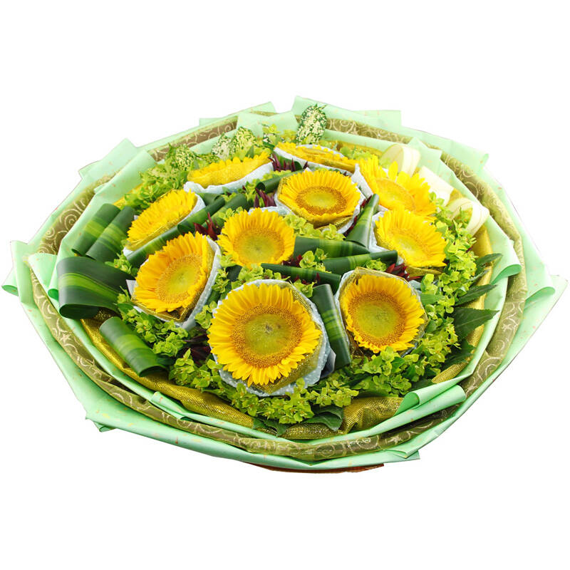 鲜花速递 生日礼物 10枝向日葵鲜花花束 全国鲜花店同城配送 北京 f3