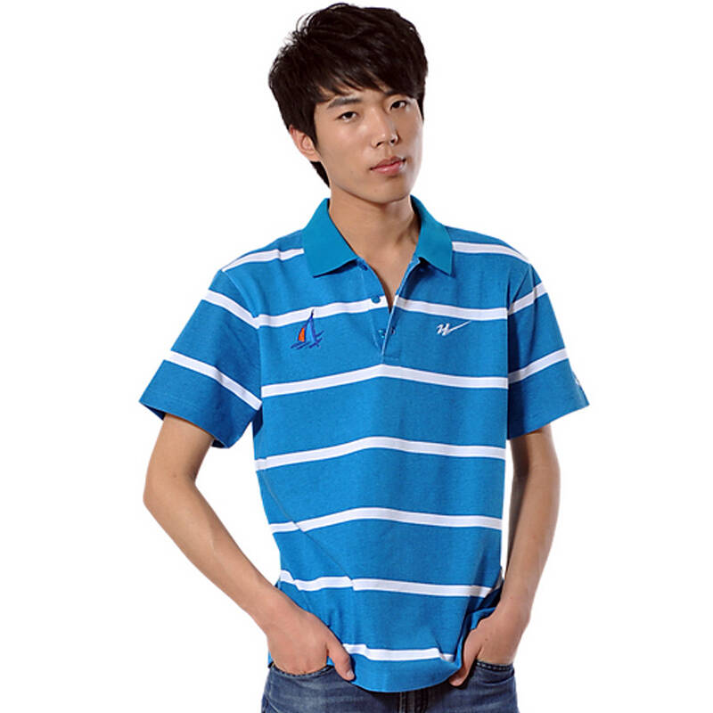 双星 男子运动休闲翻领t恤 1ctmd-9467 蓝 170/xl