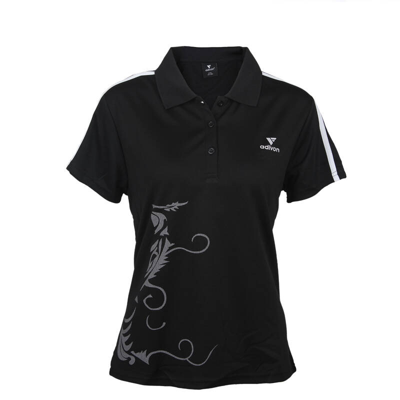 adivon 阿迪王 夏季新款女子透气翻领polo衫 bzdt154 黑色 2xl