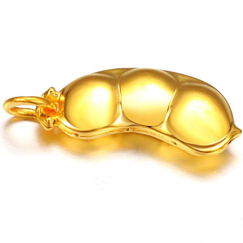 萃华金店千足金黄金精品平安四季豆吊坠 2.61g