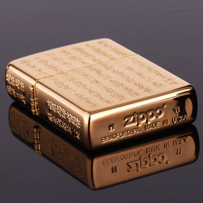 zippo打火机五面加工镀24k金般若心经37380b