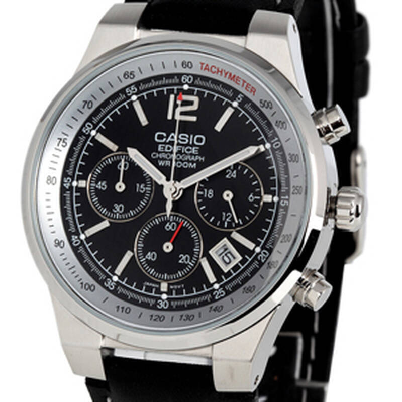 casio 卡西欧 时尚简约皮带款石英男表ef-500l-1av ef-500l-1a