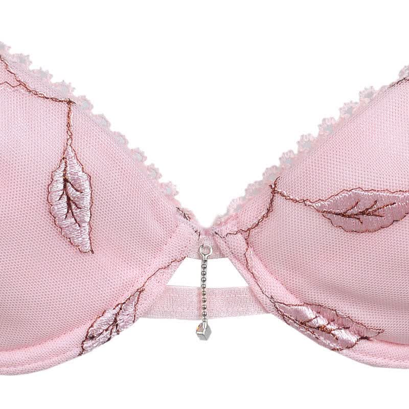 桑扶兰旗下happbra 3/4杯厚款聚拢上托调整型花朵刺绣蕾丝文胸 214030