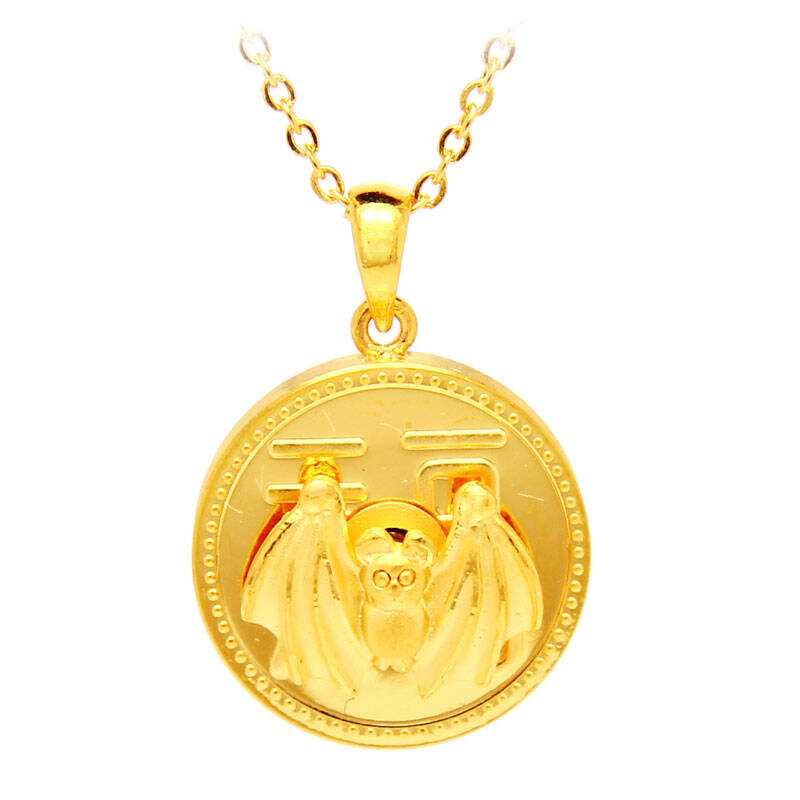 易金行 黄金小蝙蝠吊坠 时来运转精品吊坠 999千足金项坠24k黄金正品