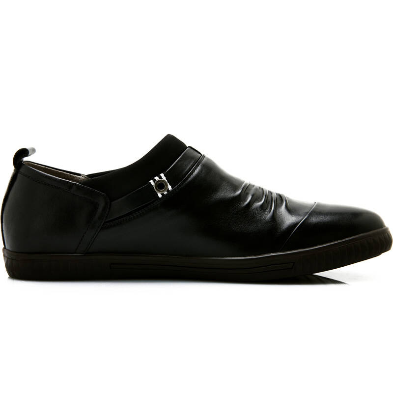 mingshi名士 休闲鞋 头层牛皮透气商务休闲男式皮鞋62102 黑色 42/260