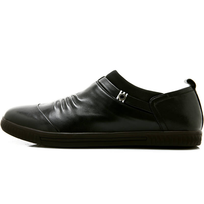 mingshi名士 休闲鞋 头层牛皮透气商务休闲男式皮鞋62102 黑色 42/260