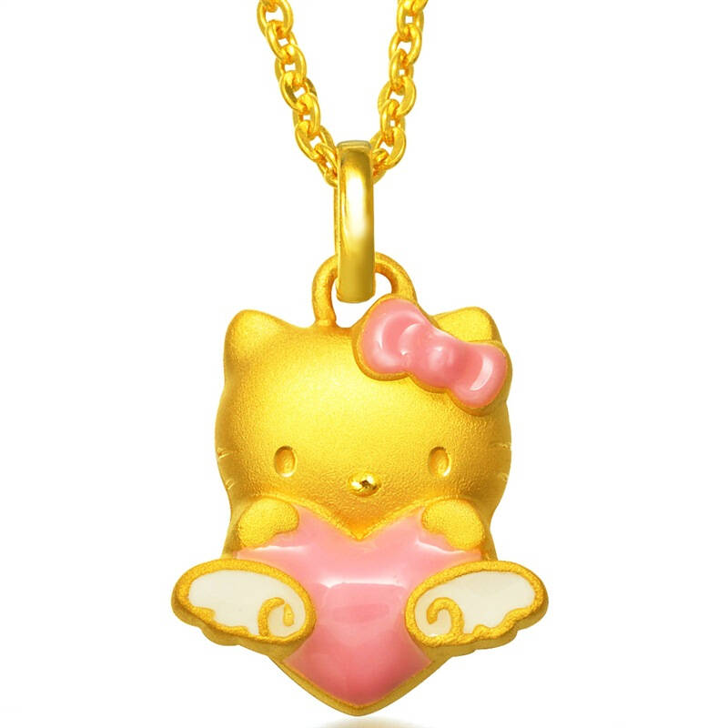 周生生 黄金(足金)釉彩hellokitty天使心吊坠 79635p 京东自营