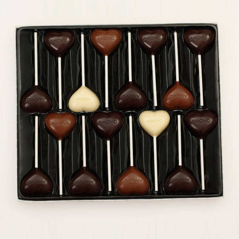 amovo魔吻纯可可脂创意棒棒糖纯黑巧克力礼盒装生日表白礼物