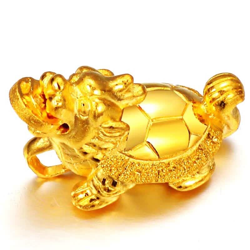 萃华金店千足金黄金精品富贵龙头龟吊坠 7.77g