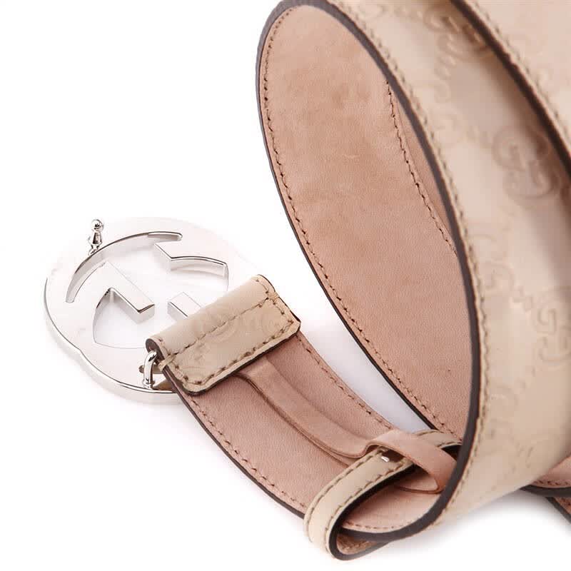 gucci 古驰 中性米白色真皮经典银色扣头皮带 114984aa61n9511 100cm