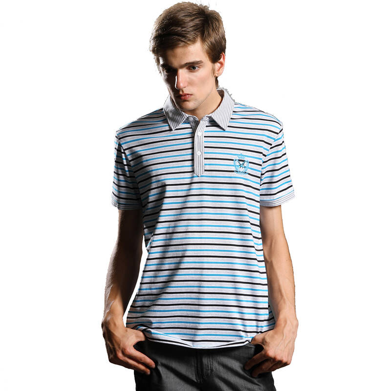 九鹿王2012新款 条纹休闲短袖t恤衫nz11t011 22# 175/92a(l)