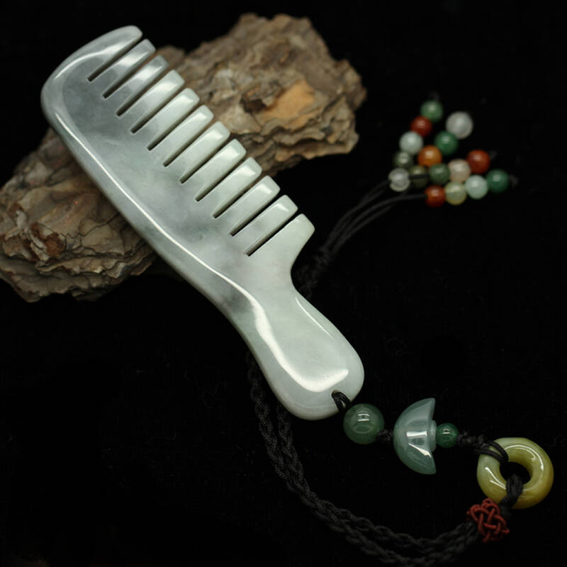 京东配送 尔之玉 a货翡翠 消除烦恼玉梳 把件/包挂