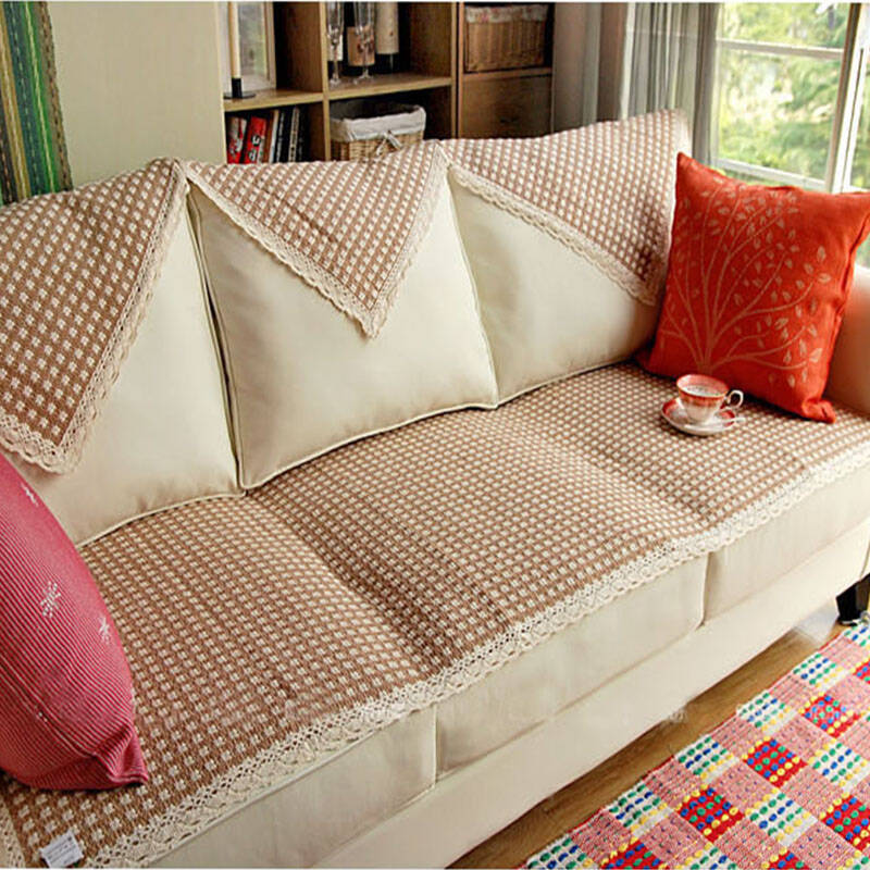 乐唯仕米兰风情(咖)格子沙发垫沙发套沙发巾坐垫123组合沙发用沙发