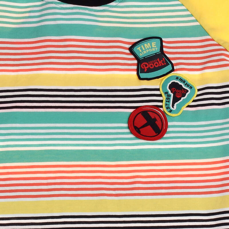 【小猪班纳·朋库】男童短袖针织t恤-312251015 红黄条纹 140