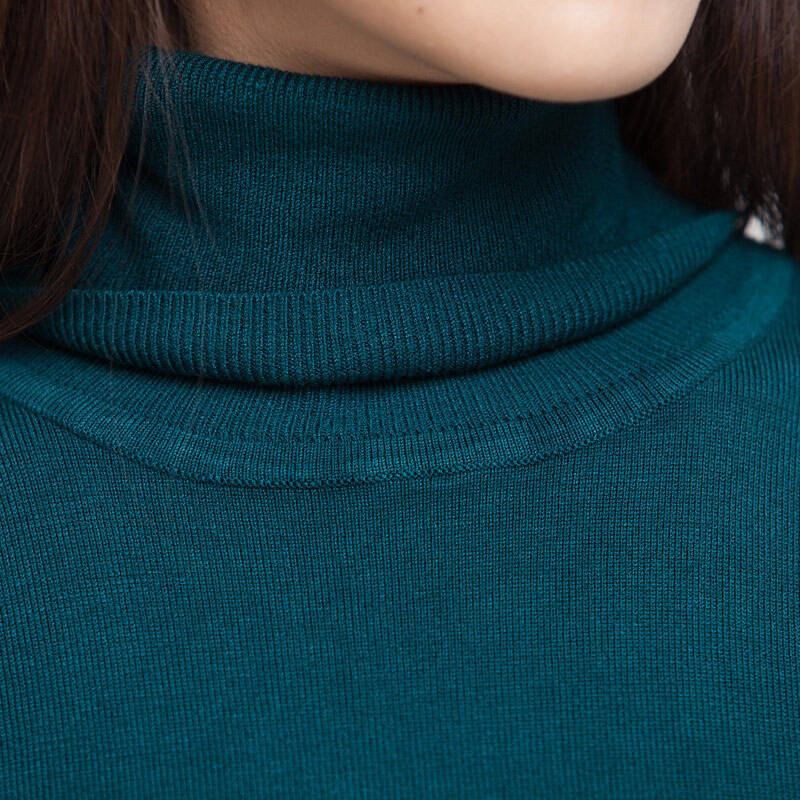荻嘉茂(ticamo) 女士修身高领长袖毛衣针织打底衫 8008 海绿 38