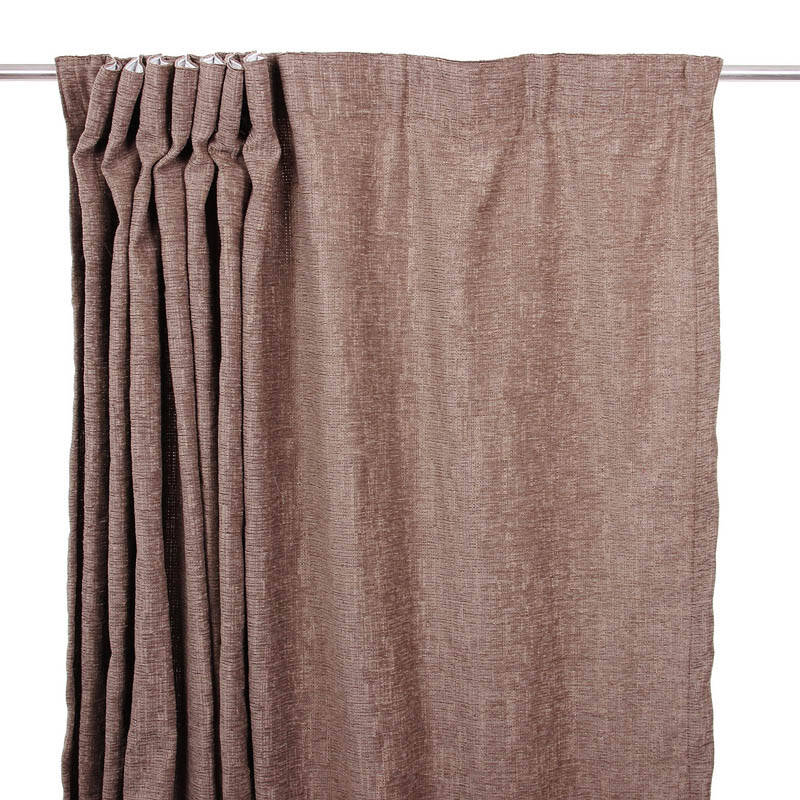 优雅100 素色压花打褶遮光布窗帘 雪尼尔打褶棕色 200x250cm