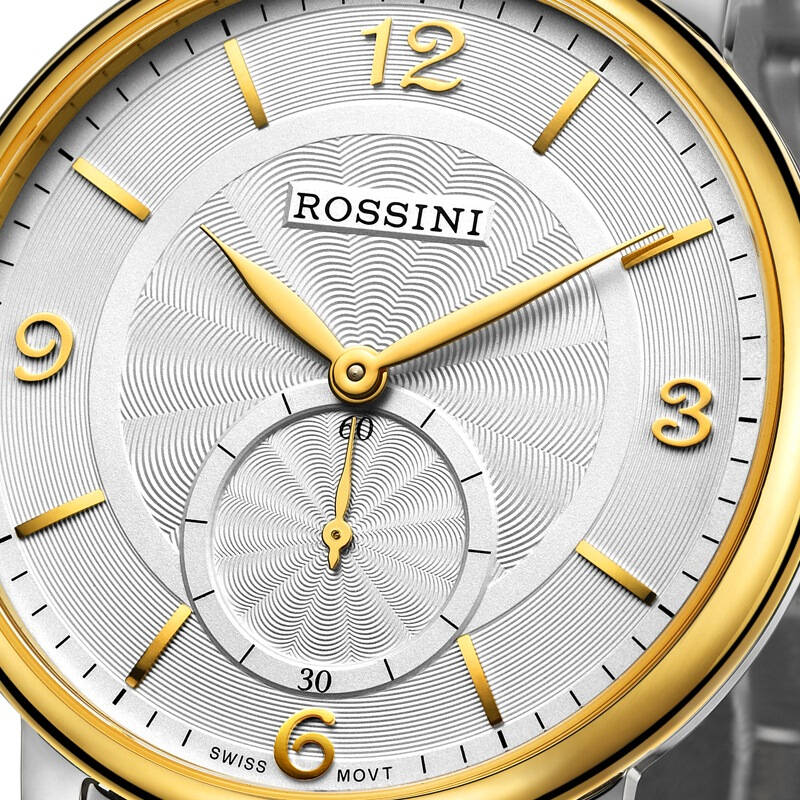 罗西尼(rossini)手表 雅尊商务系列不锈钢石英情侣表男表sr6461t01d