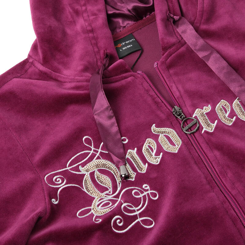 套装女 时尚休闲 韩版开衫女天鹅绒套装 女万杰隆 ef6008 胭脂紫 m