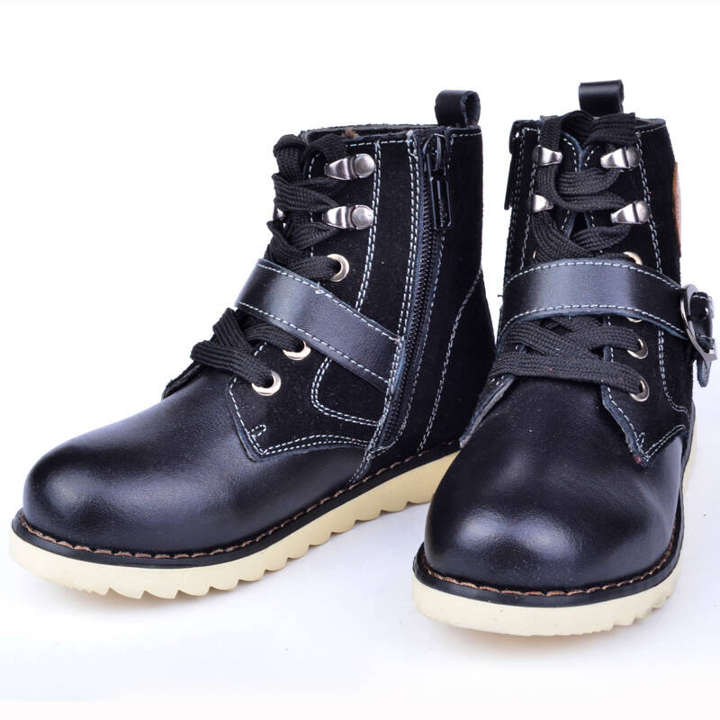 卡西龙(caslon)童鞋 男童小童冬季加绒儿童真皮鞋 高帮马丁靴 2725