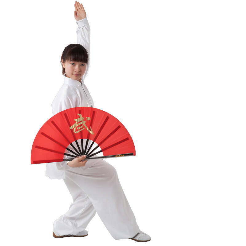 雅鑫健体太极扇精品竹骨1尺武字功夫扇 练功扇表演扇健身扇 豪华合金