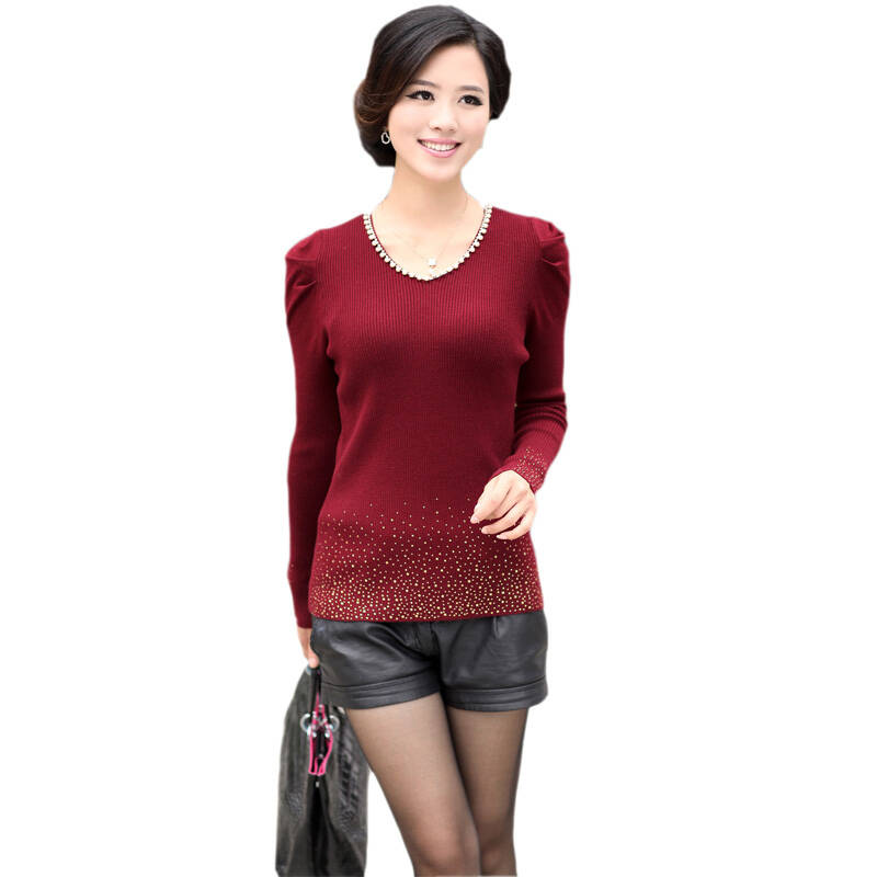 新款秋冬羊毛衫衣绒女装长款h31-1 酒红 s - 京东