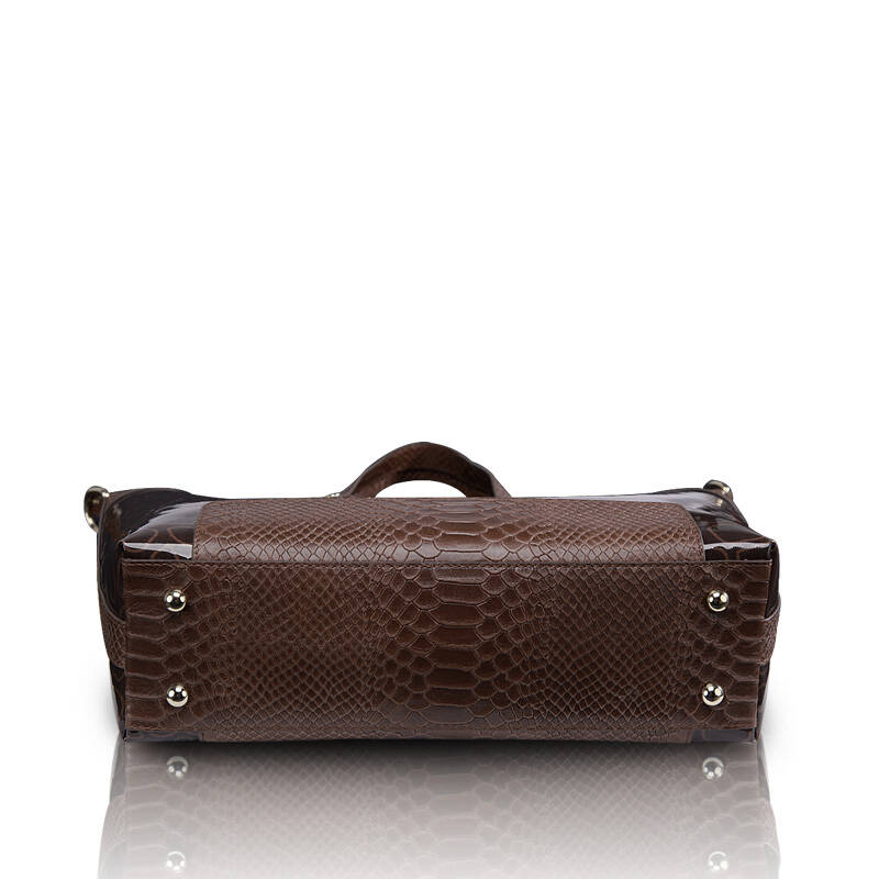 麦尔顿melton tpu提花料鳄鱼纹牛皮镶边手提斜挎包m5576 咖啡色 斜挎
