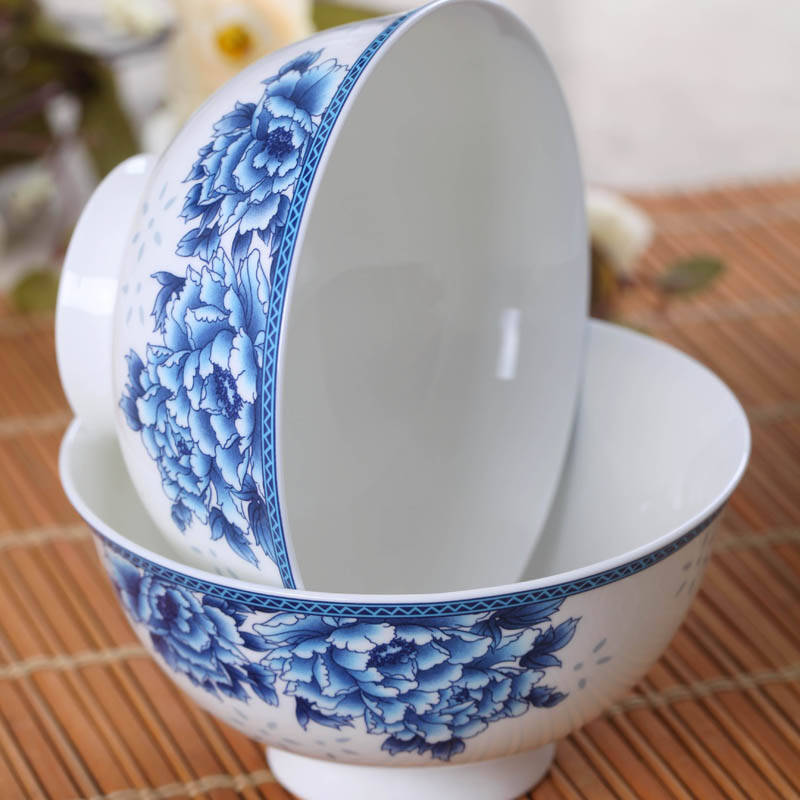 泥之歌 景德镇釉中彩陶瓷3.5寸单碗骨瓷饭碗 10头 小桥流水