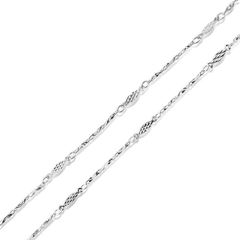 千足钯金白金饰品 女款项链 女士项链(元宝间花片链)pd990xl0020 钯金