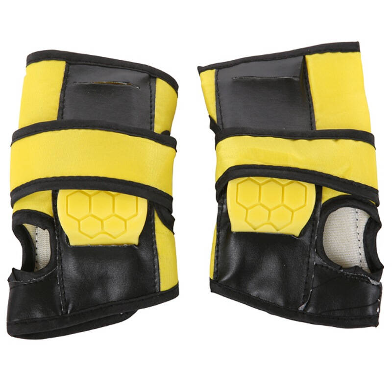 ms707ps可调闪光旱冰鞋轮滑鞋 儿童套装 黄色 32-35 (含头盔和护具)