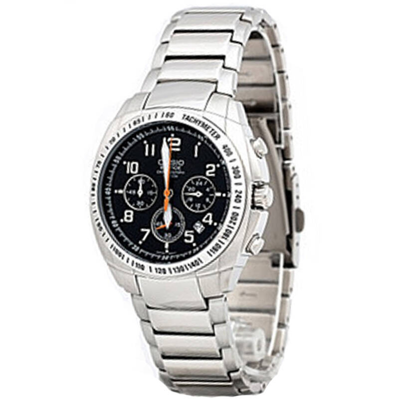 卡西欧(casio)手表 ef金属系列运动日历三眼钢带圆形指针男表 ef-502d