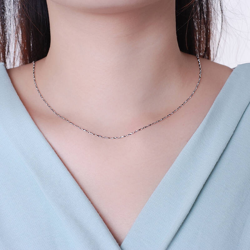 金马珠宝 千足钯金白金饰品 女款项链 女士项链(元宝链)pd990xl0004