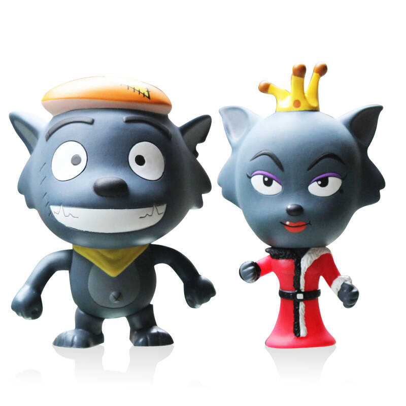 灰太狼和太狼搪胶对装公仔玩具精装 情侣公仔一对