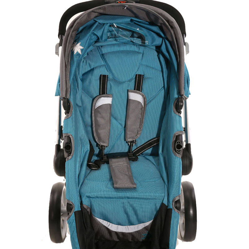 威凯viki s301 三轮铝合金可换向折叠平躺高景观婴儿推车 蓝色