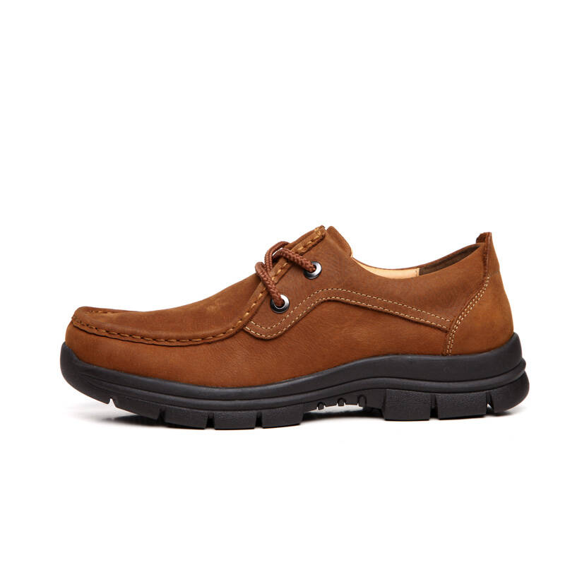 公羊beck 板鞋子磨砂男士皮鞋潮流休闲鞋子男真牛皮912121 系带活力浅