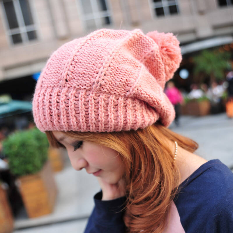 rayli 秋冬季 韩国 时尚 女 针织 八角帽 保暖 毛线帽 灰白色 均码