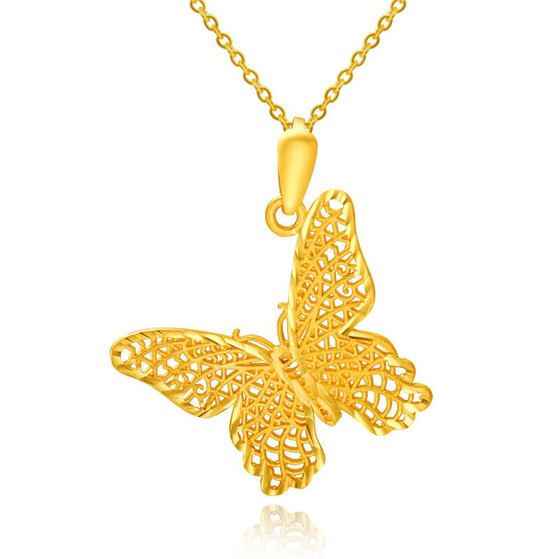 戴欧妮dionly 999千足金 黄金 24k纯金 黄金吊坠 蝴蝶飞 项坠 项链