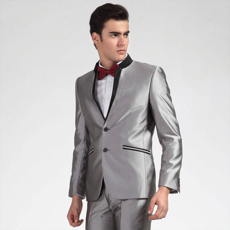 hseen 2013新款男士西服 韩版修身西服套装 结婚礼服套装 hs755 银色