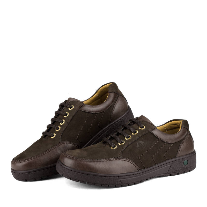 意大利枫叶 磨砂透气牛皮低帮帮鞋610124 系带暗棕 42