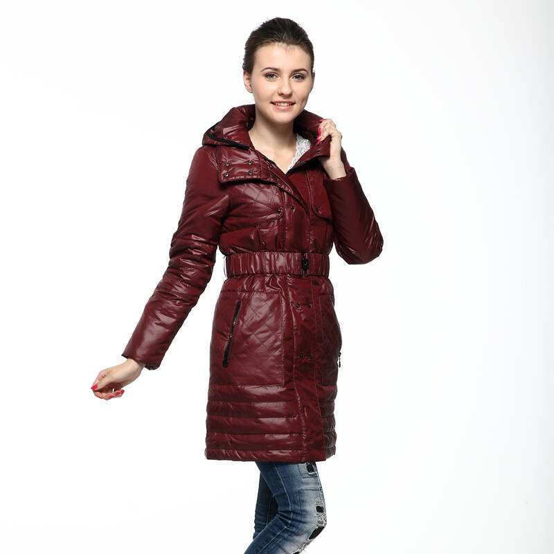 2012冬款90%白鸭绒加厚羽绒服 连帽修身配腰带系列 mj1012 姜红色 xl