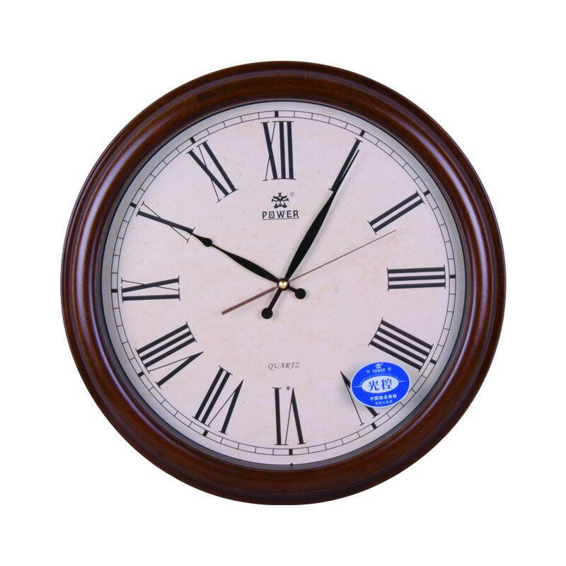 霸王(power)钟表光控音乐钟表静音石英钟1866clmks 红木色