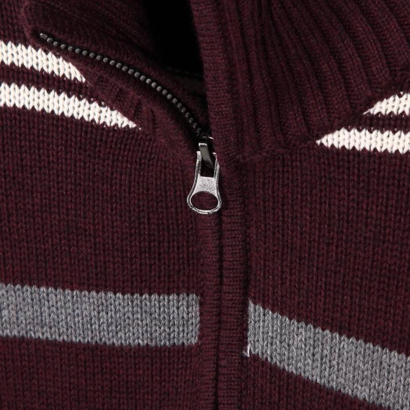 bossini堡狮龙 男装横间立领半开筒全棉线衣 110665070 41深李子色 m