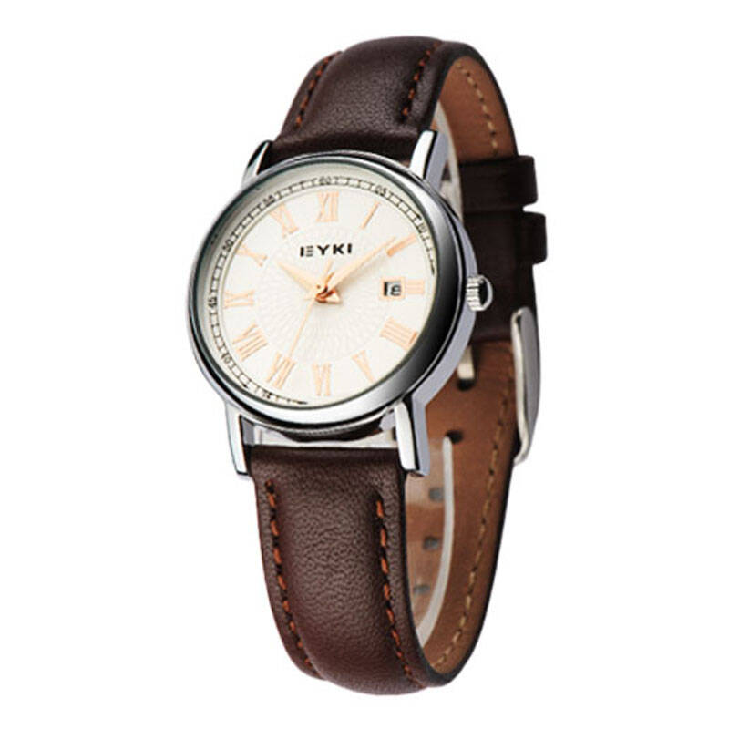 2015年新款 eyki艾奇 韩国时尚日历石英女士手表之女表 8522 棕色