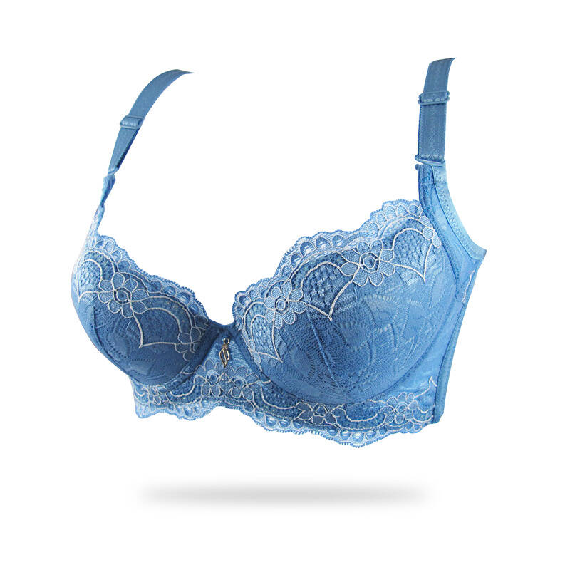 性感胸罩蕾丝文胸 深v聚拢 调整型收副乳低心位时尚内衣文胸m188 浅蓝