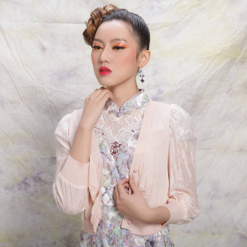 梦至超 新款 时尚蕾丝短袖 改良旗袍m11y231 紫色 l