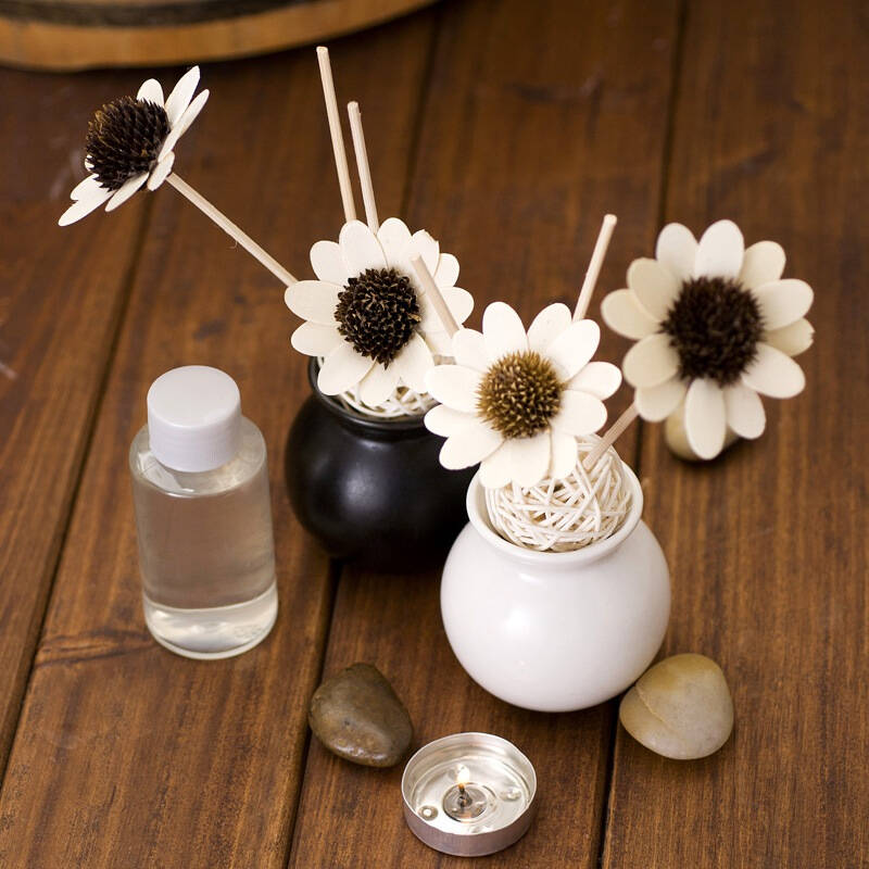 自营 蕊之魅 无火香薰精油套装 太阳花黑白单个r204