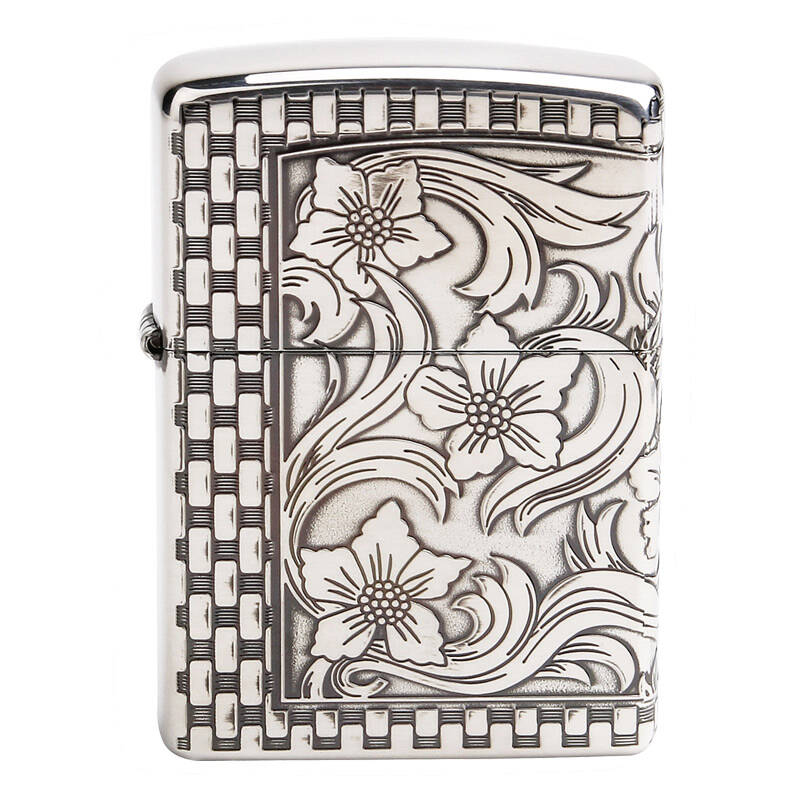 芝宝(zippo)打火机 镀银三面古典雕花 zp22453-b深雕富贵花 限量销售