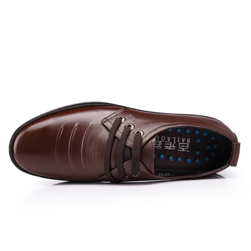 老路 秋冬男士新款时尚英伦轻质皮鞋 圆头系带纯色坡跟低帮鞋子128025