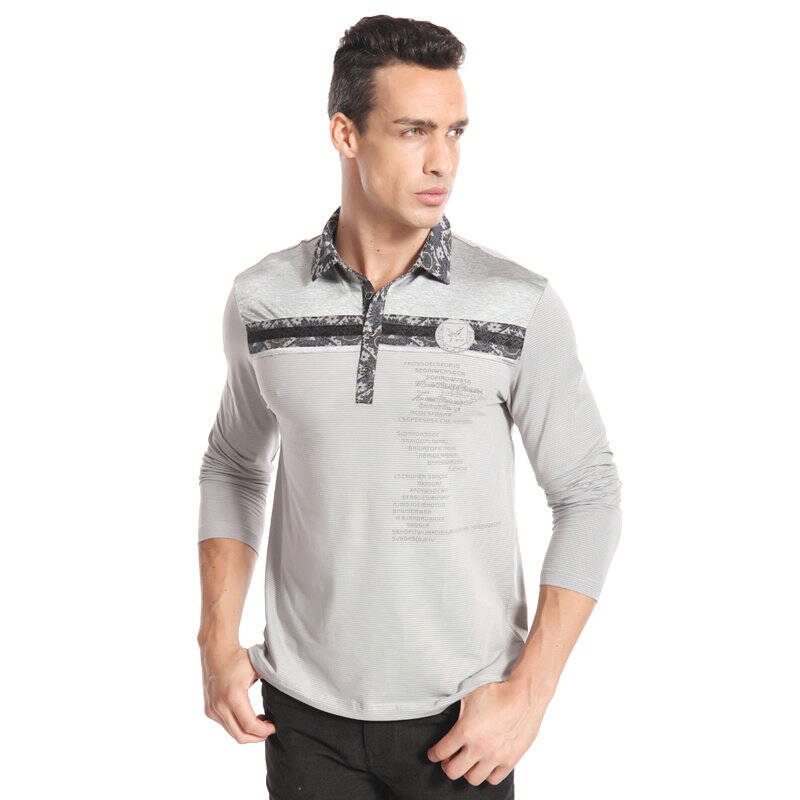 九鹿王2012秋新款男士商务时尚休闲翻领印花长袖t恤nz11t205 2# 170